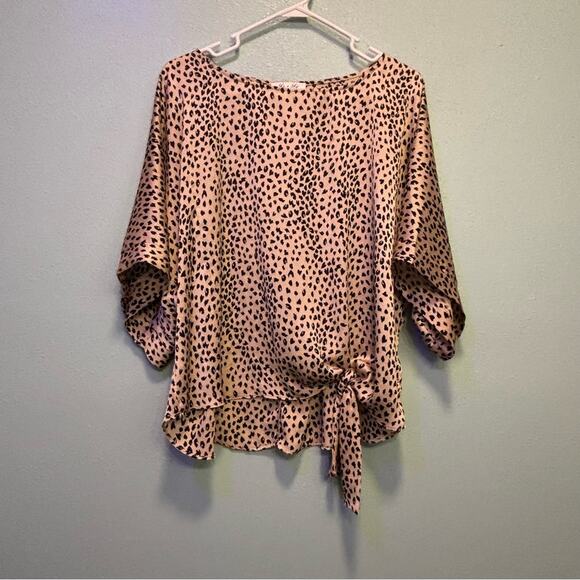 She + Sky Womens Animal Print Oversized Blouse with Bottom Tie Detail - Picture 1 of 7